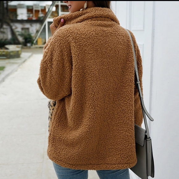 New Faux Fur Lapel Teddy Bear Leopard Jacket - Picture 3 of 8